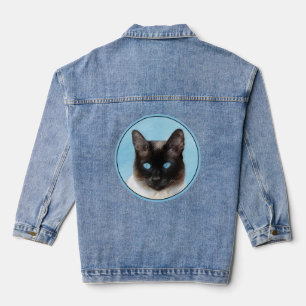 Chaqueta Vaquera Pintura de gato siamés Arte animal original