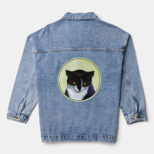 Chaqueta Vaquera Pintura de gatos de Tuxedo - Arte de gatos origina