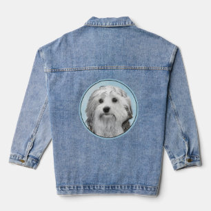 Chaqueta Vaquera Pintura de Lowchen - Arte de perro original lindo