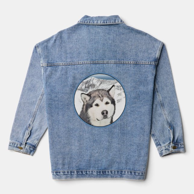 Chaqueta Vaquera Pintura de Malamute de Alaska - Arte de Perro Orig (Reverso )