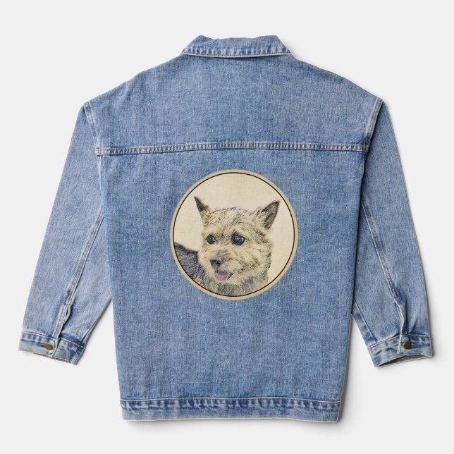 Chaqueta Vaquera Pintura de Norwich Terrier - Arte de Perro Origina (Reverso )