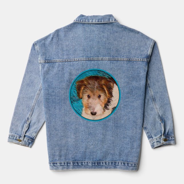 Chaqueta Vaquera Pintura de pipa de Fox Terrier - Arte Perro Origin (Reverso )