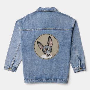 Chaqueta Vaquera Pintura de Rat Terrier - Arte Perro Original.