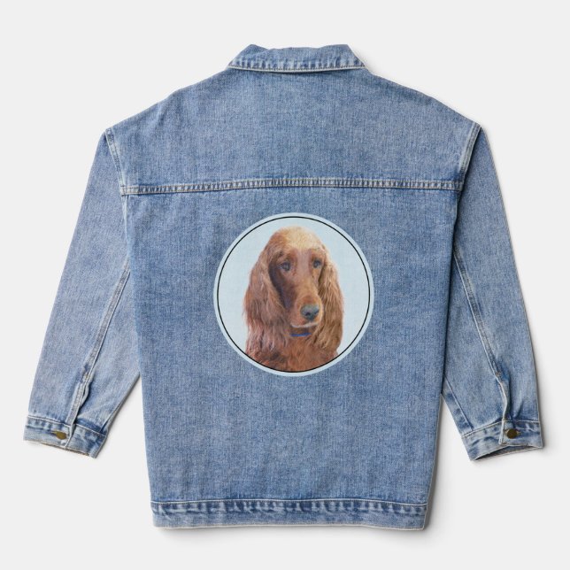 Chaqueta Vaquera Pintura de Setter Irlandés - Arte de Perro Origina (Reverso )