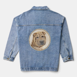Chaqueta Vaquera Pintura de Shar Pei - Arte de perro original lindo
