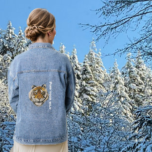 Chaqueta Vaquera Pintura de tigres, mirando a la cámara personaliza