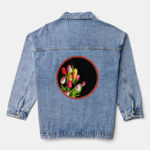 Chaqueta Vaquera Pintura de Tulipán - Arte Floral Original