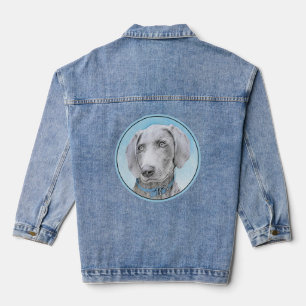 Chaqueta Vaquera Pintura de Weimaraner - Arte de Perro Original.