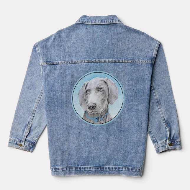 Chaqueta Vaquera Pintura de Weimaraner - Arte de Perro Original. (Reverso )