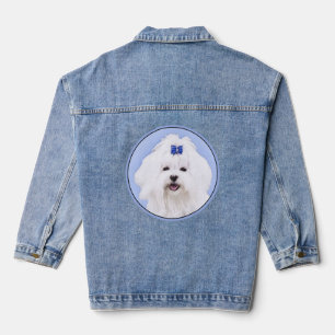 Chaqueta Vaquera Pintura Maltesa - Arte de Perro Original Lindo