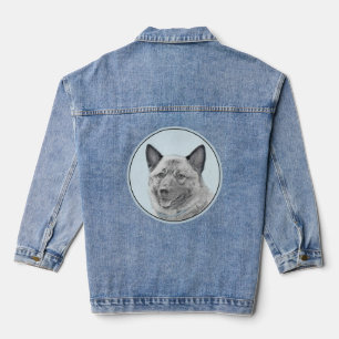 Chaqueta Vaquera Pintura noruega de elkhound - Arte original de per