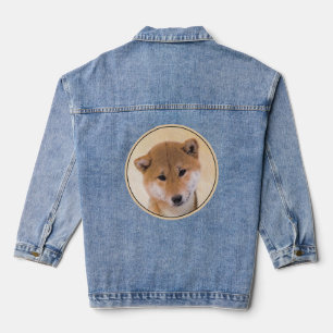 Chaqueta Vaquera Pintura Shiba Inu (roja) - Arte Perro Original