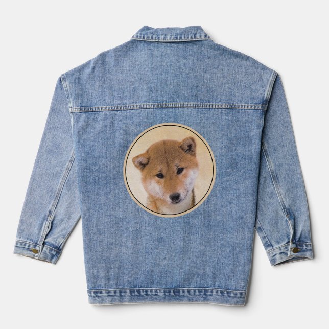 Chaqueta Vaquera Pintura Shiba Inu (roja) - Arte Perro Original (Reverso )