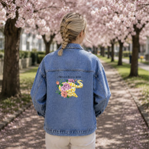 Chaqueta Vaquera Pitón Bola Albino Amarillo Rosas Turquesas