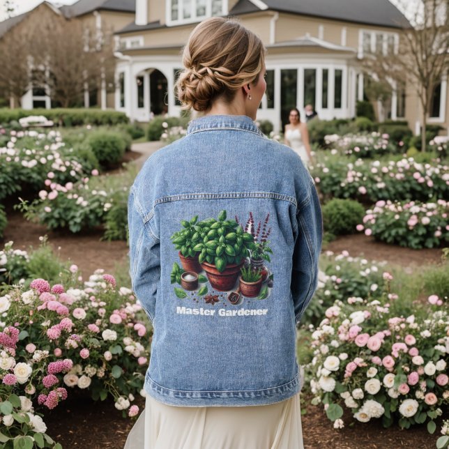 Chaqueta Vaquera Plantas de hierbas en macetas Maestro jardinero (Reverso Boda)