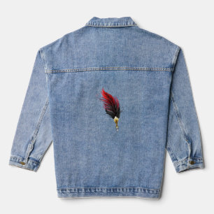 Chaqueta Vaquera Pluma de plumas rojas con nido de oro
