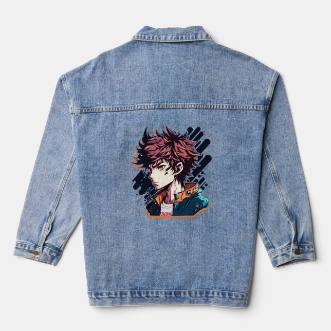 Chaqueta Vaquera Poder anime: diseño joven de caracteres manga (Reverso )