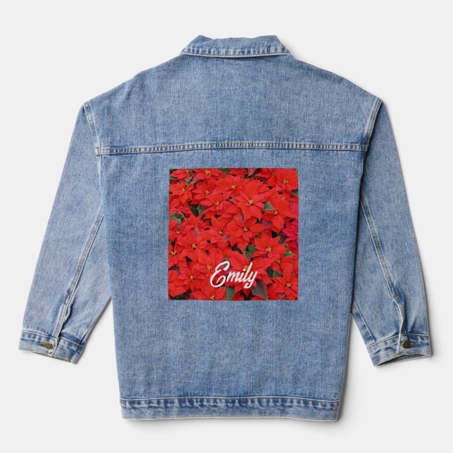 Chaqueta Vaquera Poinsettias rojas Navidad la foto floral navideña (Reverso )
