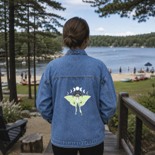 Chaqueta Vaquera Polilla Lunar Etérea Verde Mística Celestial
