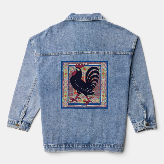 Chaqueta Vaquera Pollo de arte mosaico (Reverso )