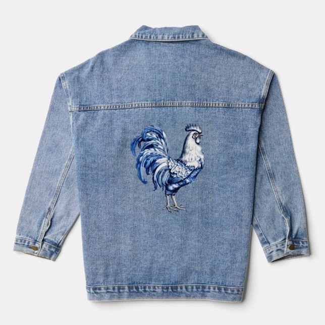 Chaqueta Vaquera Pollo De Gallo Azul Y Blanco Delft (Reverso )