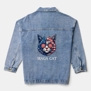 Chaqueta Vaquera Presidente del Gato MAGA Trump Bandera Estadounide