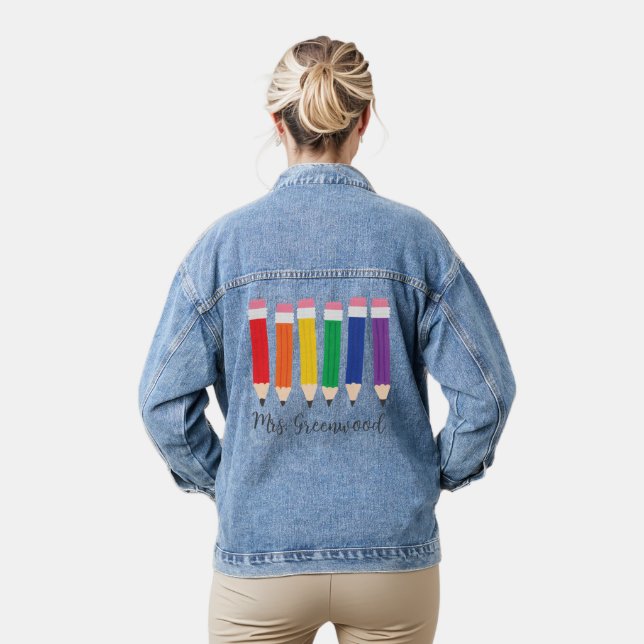 Chaqueta Vaquera Profesor Personalizado de Cute Pencils (Modelo)