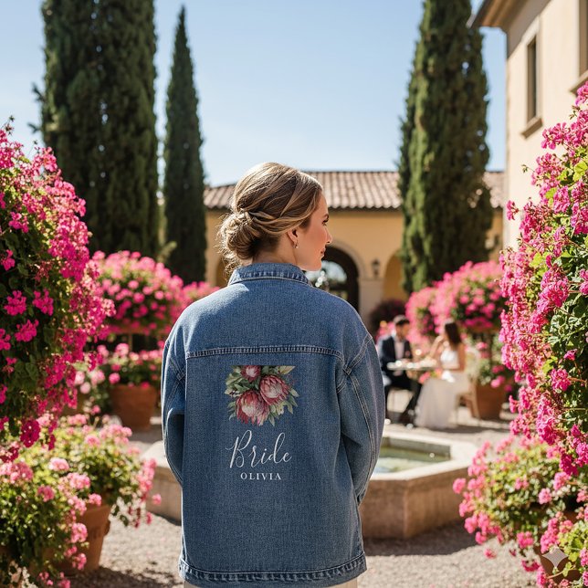 Chaqueta Vaquera Protea nativa acuarela Floral Boho Botánico (Subido por el creador)