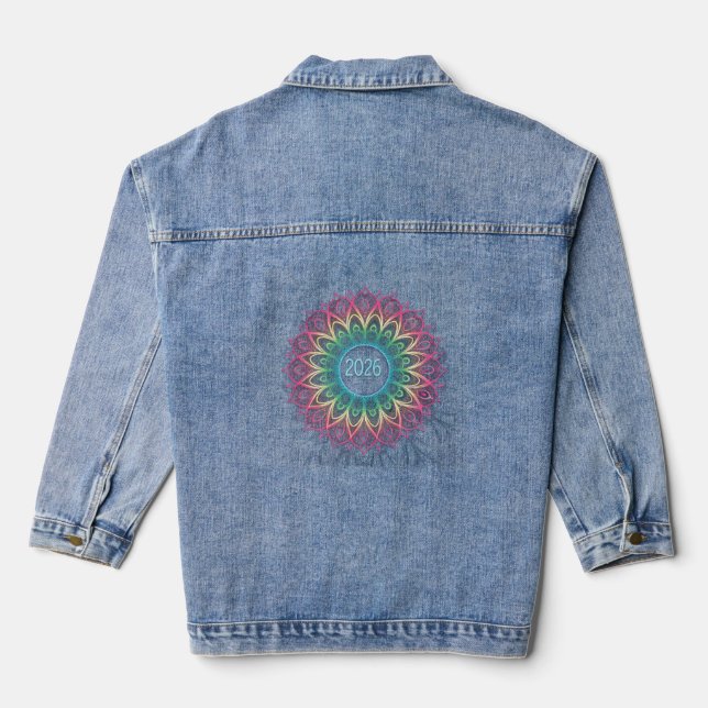 Chaqueta Vaquera Psychedelic Fractal Mandala 2026 Design with Neon  (Reverso )