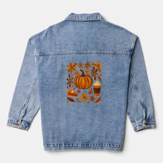 Chaqueta Vaquera Purpurina Caída Calabaza Floral Agradecimiento (Reverso )