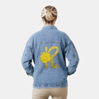 Chaqueta Vaquera Purpurina Oro Amarillo Floral Monograma R Mujeres