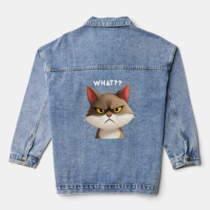 Chaqueta Vaquera ¿Qué? Camiseta Graciosa Angry Cat