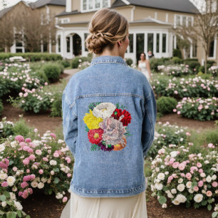 Chaqueta Vaquera Ramillete de flores silvestres botánicas vintage v
