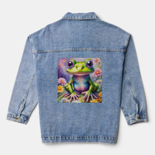 Chaqueta Vaquera Rana con arte digital de flores
