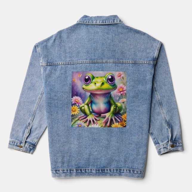 Chaqueta Vaquera Rana con arte digital de flores (Reverso )
