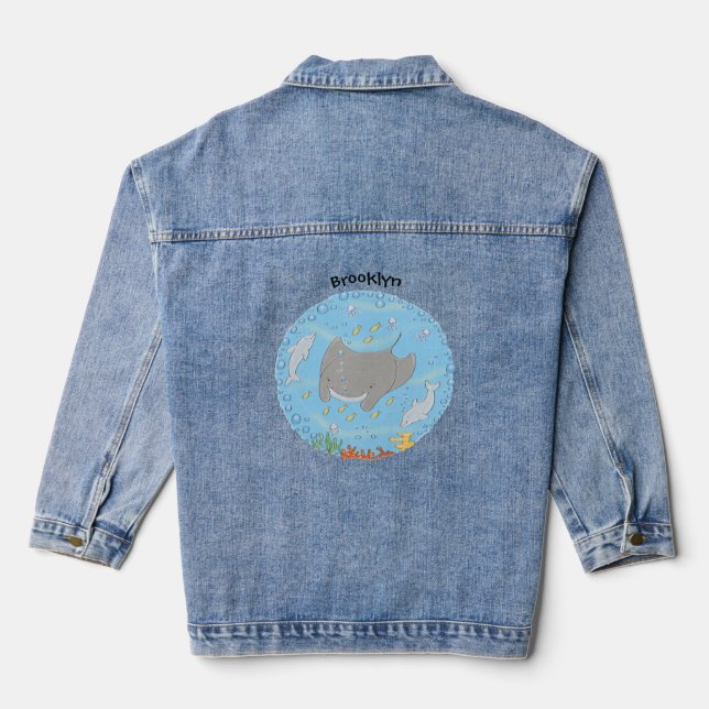 Chaqueta Vaquera Rayo de manta y burbujas ilustracion personalizado (Reverso )