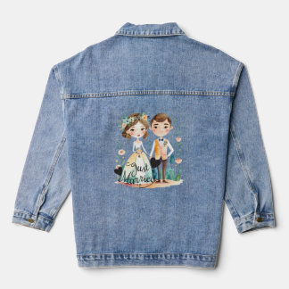 Chaqueta Vaquera recién casado - boda de diseño de pareja acuarela