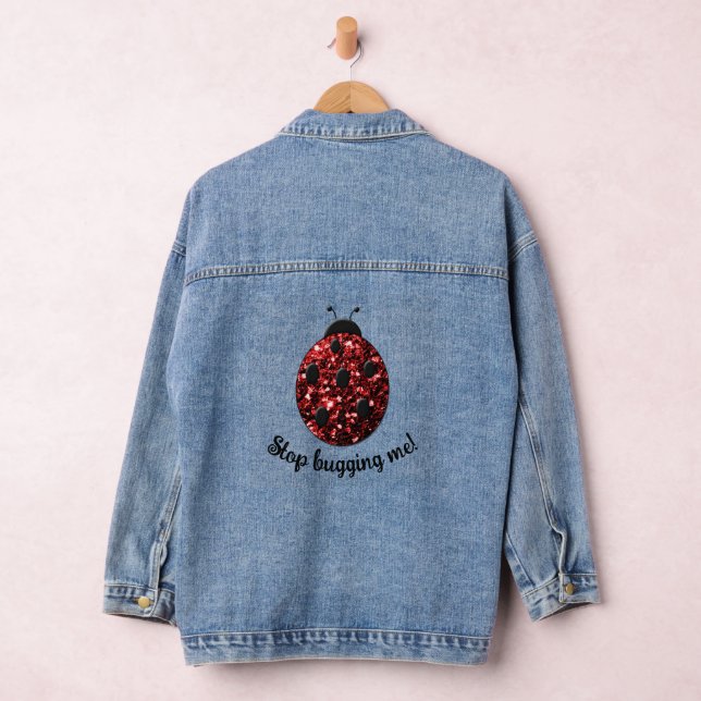 Chaqueta Vaquera Red brillante Ladybug Stop Bugging me Personaliza (Hangar)
