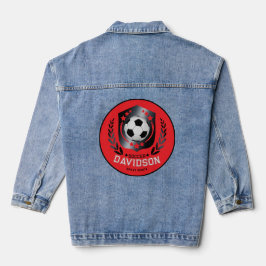 Chaqueta Vaquera Red Custom Soccer Ball Birthday Age Name 