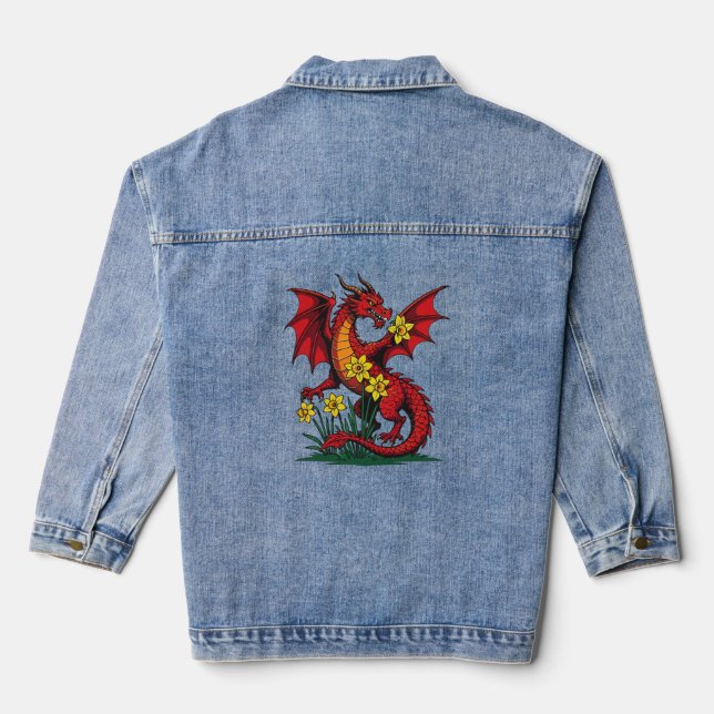 Chaqueta Vaquera Red Dragon Amongst Daffodil Flowers (Reverso )