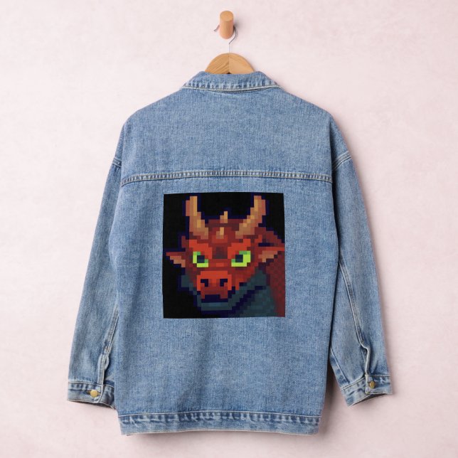 Chaqueta Vaquera Red Dragon, rode draak, pixelart (Hangar)