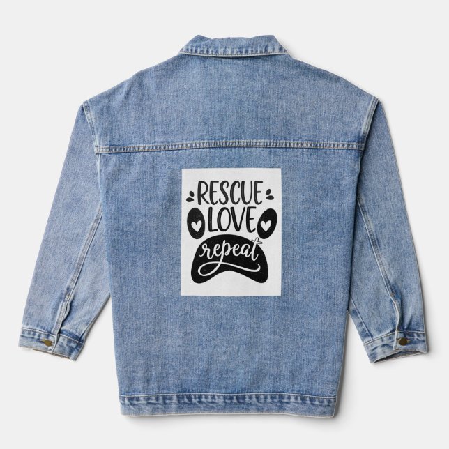 Chaqueta Vaquera Rescate Amor Repetir Perro Paw Tee (Reverso )