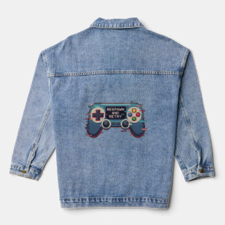 Chaqueta Vaquera Respawn and Retry - Retro Gaming Glitch Art