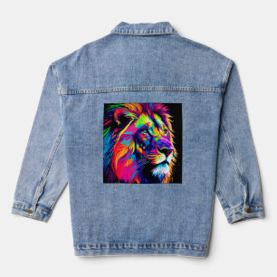 Chaqueta Vaquera Resumen 3d Retrato de León Arte Digital
