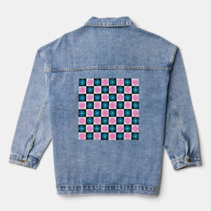 Chaqueta Vaquera Resumen Aster Aster Floral Azul Rosa