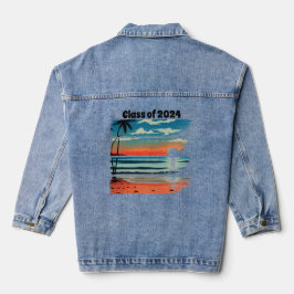Chaqueta Vaquera Resumen de playa Graduación de arte Denim Jacket