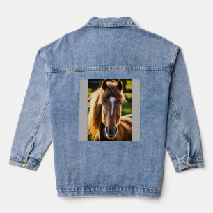 Chaqueta Vaquera Retrato de pony de Shetland – Frontal 6K fotorreal