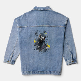 Chaqueta Vaquera Retrato descarado de paloma – Ave dibujada a mano 