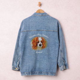 Chaqueta Vaquera Retrato Mascota de Perro Cavalier King Charles Spa