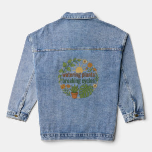Chaqueta Vaquera Riego de Plantas Rompiendo Ciclos Botánico Retro 